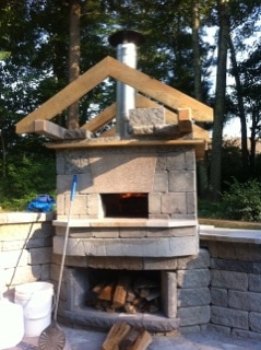 Pizza oven under construction in Easton, MA