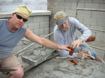 Joe Godfrey and Marty building an Oven for a school in Guatemala